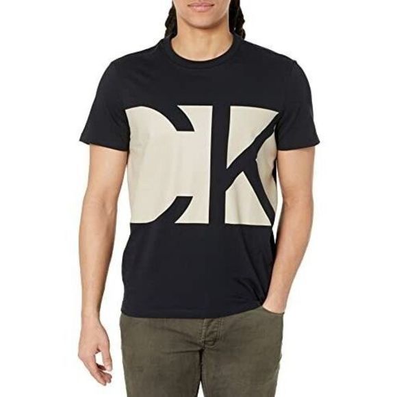Calvin Klein 40CM814001 Men Sz M Black Beauty CK Knockout Logo Crewneck T-Shirt - Picture 6 of 7